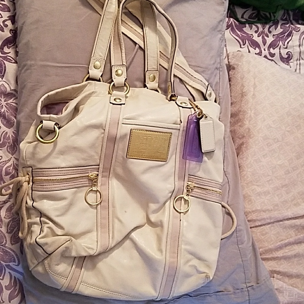 Coach White leather hobo bag